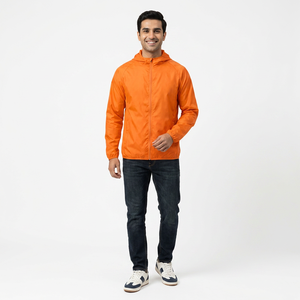 Impermeable para Parejas, Informal, Deportivo, Cortavientos Naranja, Anorak para Hombre, Ligero, de Lona, Impermeable para Ciclismo - Product Image 1
