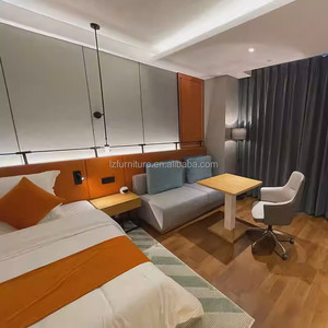 Ensemble de meubles de chambre à coucher pour appartement studio, économique et de qualité commerciale, comprenant un cadre de lit en bois massif, une console TV, une table de chevet, un canapé et une table d'appoint - Product Image 2