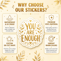 Autocollant en vinyle découpé sur mesure avec logo, citations d'affirmations positives, design écologique, autocollant imprimé avec logo pour album de scrapbooking