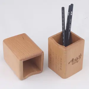 रचनात्मक आकस्मिक पर्यावरण के अनुकूल लकड़ी पेन धारक हाथ उत्कीर्ण पाइन डिजाइन वर्ग कस्टम आकार कार्यालय डेस्कटॉप भंडारण - Product Image 4