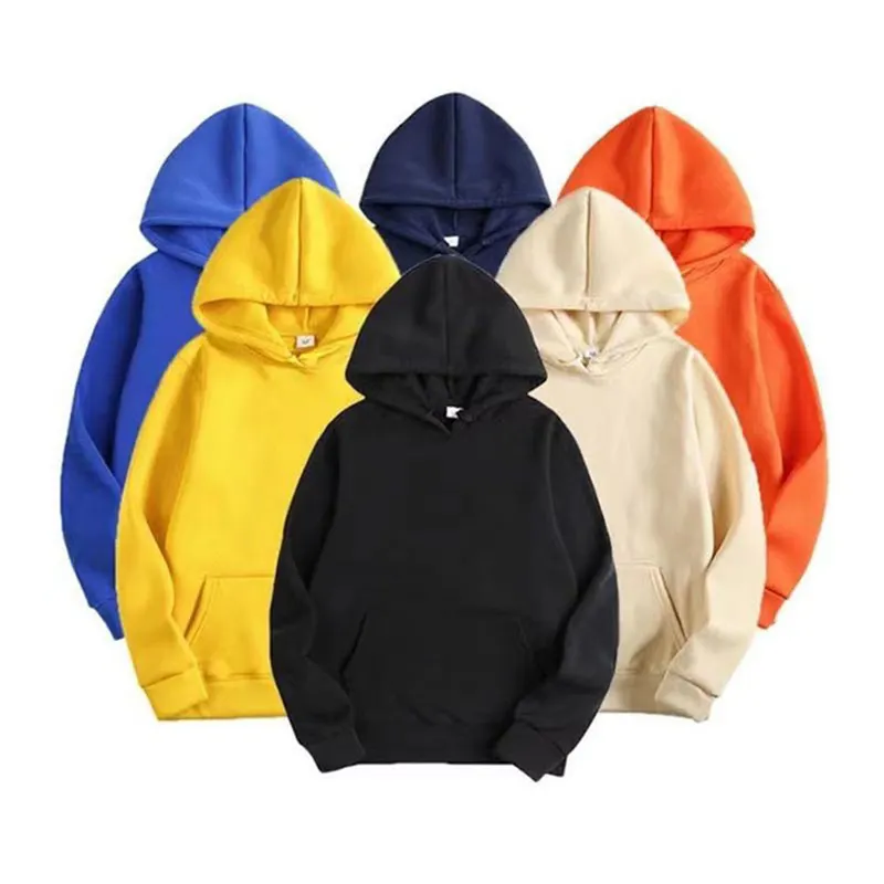 Women polyester fabric soft comfortable warm autumn hoodies men Front pocket fashion casual solid color male Hooded sweatshirt