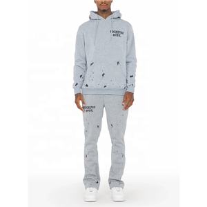 New Season Men Cotton Street Style <strong>Tracksuit</strong> Custom Private Digital Print Man <strong>Orange</strong> Hoodie Super Stacked Flared Track Set - Product Image 6
