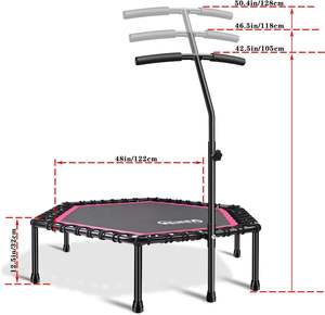 Trampolín Hexagonal Plegable de 48 Pulgadas con Rebote Silencioso, Asa Ajustable, para Niños y Adultos, para Ejercicio en Interiores - Product Image 4