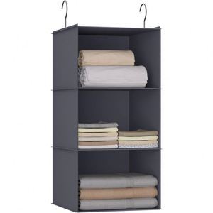 3-Tier Hanging Closet Organizer with 2 Sturdy Hooks Multifunctional Wardrobe Storage Shelf for <b>Clothes</b>, Coats Shoes Accessories - Product Image 1