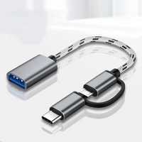 Cable adaptador USB3.0 trenzado de nailon Cable Micro USB OTG tipo C para teléfono móvil Samsung LG U Flash