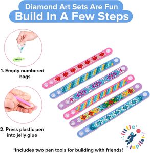 Kit per braccialetti artistici con diamanti-include 6 pezzi-Kit per la creazione di braccialetti per ragazze-Kit per l'<span class=keywords><strong>arte</strong></span> dei diamanti per bambini - Product Image 3