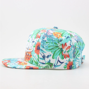 <span class=keywords><strong>Miami</strong></span> Beach Tropical Impreso Deportes Béisbol Bordado 3D Sombrero de ala plana Logotipo floral Imagen deportiva - Product Image 3