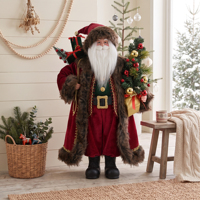 Figurine de Père Noël en velours grandeur nature de 3 pieds, décorations de Noël de luxe pour l'affichage commercial dans les centres commerciaux