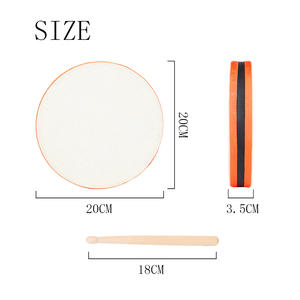 Tambor de mano Orff de 8 pulgadas de doble cara, de piel de oveja, instrumento de percusión, tambor de golpeteo manual para presentaciones y interpretaciones. - Product Image 5