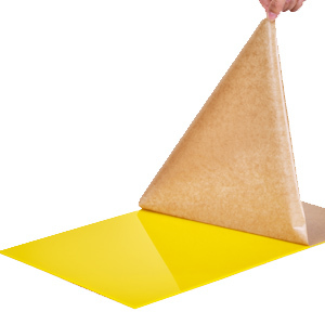 Feuille acrylique <span class=keywords><strong>opaque</strong></span> jaune 3mm avec plexiglas teinté acrylique CNC masqué en papier - Product Image 2