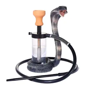 Hot Sale Water Smoking Pipes Luxury LED Cobras Hooka Aluminum Elapoid Hookah Shisha Glass Hookah Chicha Cobra Snake Sheesha