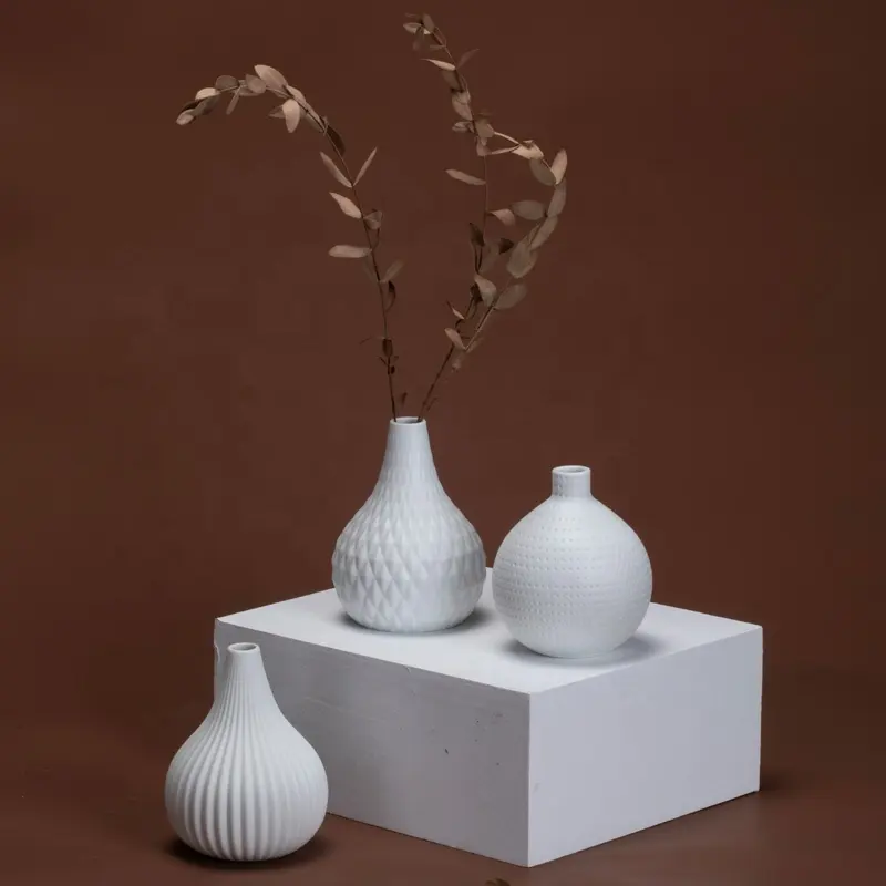 Moderne kreative Home Keramik Vase Dekoration Blumen arrangement getrocknete Blume Mini weiße Vase