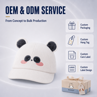 Casquette en velours côtelé pour bébé, forme animale, bord souple, faible MOQ, commande en gros directe usine, chapeau de soleil extérieur pour nourrisson et tout-petit