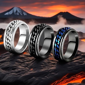 Classic Men Women Rotatable Spin Fidget Anxiety Finger <strong>Rings</strong> Silver Stainless Steel <strong>Spinner</strong> <strong>Rings</strong> - Product Image 1