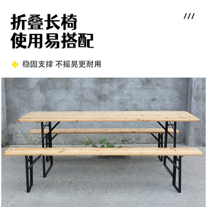 Conjunto de Mesa para Cerveza, Madera de Pino, Estructura de Acero, Plegable, Muebles de Jardín para Patio Exterior - Product Image 4