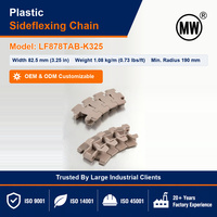 Chaîne de convoyeur en acétal à flexion latérale LF878TAB-K325, chaîne plate en plastique pour convoyeur de bouteilles PET et ligne de retorta – Approvisionnement en gros