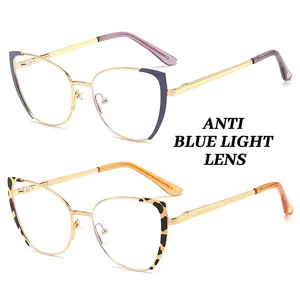 Новейший новый дизайн, индивидуальные очки с синими линзами с блокировкой света, женские небьющиеся оправы для очков, кошачий глаз, оптические очки для женщин