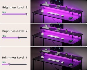 Bàn chơi game 75 inch bán buôn nhà máy, có giá đỡ màn hình, bàn máy tính lớn có đèn LED, văn phòng tại nhà, màu đen - Product Image 5