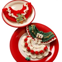 Collier tressé mignon pour animaux de compagnie, motif chat et chien de dessin animé, accessoires de hiver, décoration de Noël en fibre acrylique