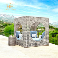 Chaise longue d'extérieur pour hôtel, structure en aluminium, rotin fait main, résistante à l'eau, séchage rapide, canapé-lit, lit de jour d'extérieur