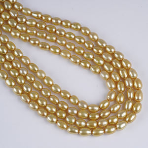 Hebra de Perlas de Agua Dulce Naturales en Forma de Arroz de Color Dorado <span class=keywords><strong>Southsea</strong></span> de 4-5 mm para la Fabricación de Joyas - Product Image 4