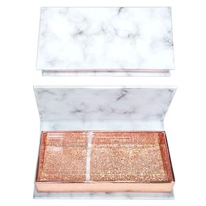 Custom Printed Marble Eyelash Packaging Box Empty Flip Up Lid Magnetic Eyelash Box