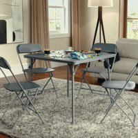 Table pliante en métal avec surface antidérapante et patins de protection pour sols, idéale pour restaurants, salles de jeux et banquets, couleur gris