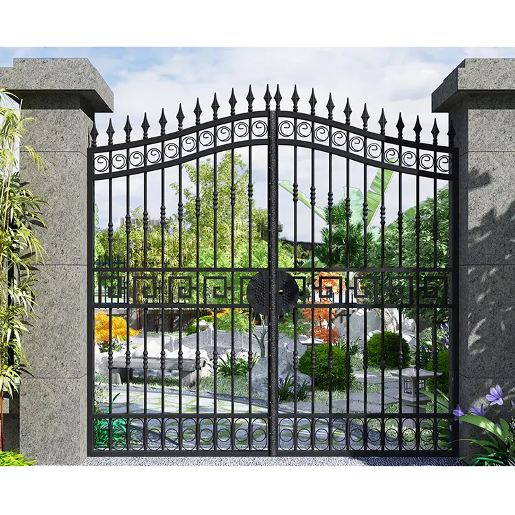 Puerta de Hierro forjado de alta calidad, diseño de puerta principal decorativa