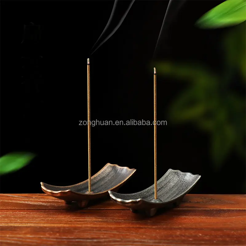 creative Chinese alloy incense stick boat shape indoor household incense plate Arabic backflow incense burner