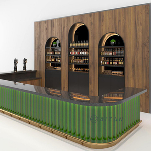 Cafetería moderna Cafetería Mostrador de <span class=keywords><strong>Bar</strong></span> verde Diseño personalizado a medida Diseño de cafetería a la venta - Product Image 2