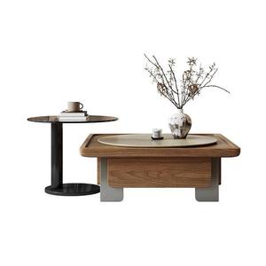 Juego de Mesa de Centro de Madera Maciza Retro Sun Goddess, Color Nogal, Estilo Nórdico, Muebles para Sala de Estar - Product Image 3