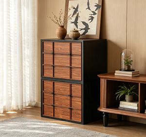 Mueble de Almacenamiento Moderno de Madera con Puertas de Tablero para Sala de Estar - Product Image 1