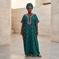 Nouvelle Robe Kanga Africaine Imprimée Décontractée et Ample pour Femme, Grande Taille, Style Ethnique, Motif Diamant, Idéale pour les Fêtes, Collection Été, Robuste et Disponible en Stock