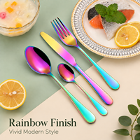 Couteau, fourchette, cuillère et cuillère à café modernes en acier inoxydable poli miroir, pièces uniques, pour la restauration hôtelière