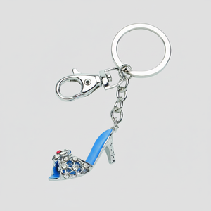 Portachiavi a Forma di Sandalo con Tacco, Decorato con Cristalli Blu, Accessorio per Scarpe - Product Image 2