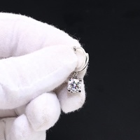 Platinum PT950 Anting Emas 6.5 Mm Potongan Bulat Satu Karat Moissanite Berlian Hoop Earrings
