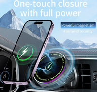 Support de charge magnétique sans fil réglable pour grille d'aération de voiture avec lampe RGB pour iPhone 17 16 Pro Max, chargeur de voiture avec câble USB-C rétractable