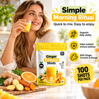 Poudre de gingembre et curcuma en shot, marque privée OEM, avec piperine, vitamines C, D3 et zinc pour le soutien immunitaire et antioxydant, 100g