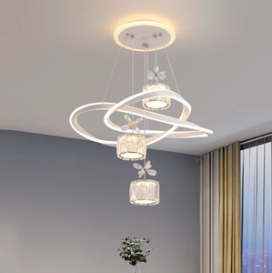 Lampu gantung LED emas Modern akrilik, lampu liontin aluminium tinggi dapat diatur dapat diredupkan untuk rumah ruang tamu (605A/<span class=keywords><strong>3</strong></span> + 1) - Product Image 6