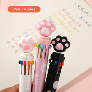 עט כדורי צבעוני 10 ב-1 בצורת כף רגל חתול חמודה של מקרון, 0.5 מ\\\"מ, סיטונאי - Product Image 4