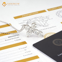 Pendentif en diamant Moissanite style feuille d'or 0,5 CT 1 CT, en argent sterling 925, taille ronde, meilleur cadeau de mariage ou de fiançailles