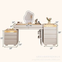 Offre spéciale Coiffeuse noire de luxe Meuble coiffeuse en verre miroir à LED Grand coffre de rangement Coiffeuse pour maquillage Meubles de chambre Vente en gros