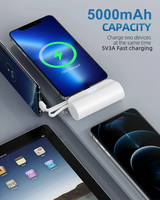 Mini banque d'alimentation Charge rapide avec support de téléphone 5000Mah Chargeur portable Petite banque d'alimentation à capsule pour Iphone Type C