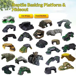 Aquariumlandschapsschaping Schildpadklimtafel Hars Drooglandschap Milieuvriendelijke aquariumdecoraties Simulatie Rotstuin Ontsnappingsgat voor huisdieren - Product Image 2