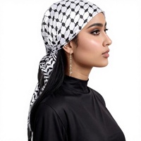 Kerudung Palestina Multifungsi Bahan Polyester Chiffon Bermotif, Bernapas, untuk Wanita Muslim, Shemagh Arab Persegi, Musim Semi 2024