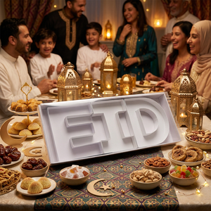 กล่องของขวัญกระดาษแข็งรูปตัวอักษร Eid สีขาวทรงสี่เหลี่ยม บรรจุภัณฑ์แบบกำหนดเองสำหรับขนมและของว่าง - Product Image 6