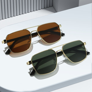 Sunglasses Full Rim Polarized 100% UV Protection Unisex Adult Outdoors <b>Gold</b> <b>Frame</b> Brown and Green Lenses - Product Image 6