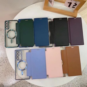 Nouvelle <span class=keywords><strong>coque</strong></span> de téléphone portable à chargement magnétique sans fil, étui portefeuille en cuir à <span class=keywords><strong>clapet</strong></span> pour <span class=keywords><strong>Samsung</strong></span> Galaxy S22 S23 Plus S24 Ultra - Product Image 1