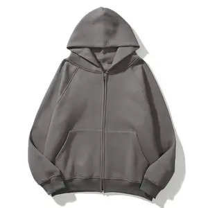 Promotionele Aangepaste Streetwear Oem Bulk 100% Katoen Oversized Zip Up Zware Gewicht 500gsm Hoodie