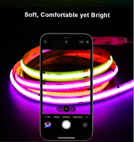 Bande lumineuse LED COB RGB 432 LED, haute densité, flexible, sans points, éclairage d'ambiance pour salle de jeu, décoration pour configuration de jeu